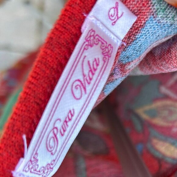 Boho Floral Midi Dress Sleeveless A-Line Sundress Red Multicolor Botanical Print - Picture 3 of 14